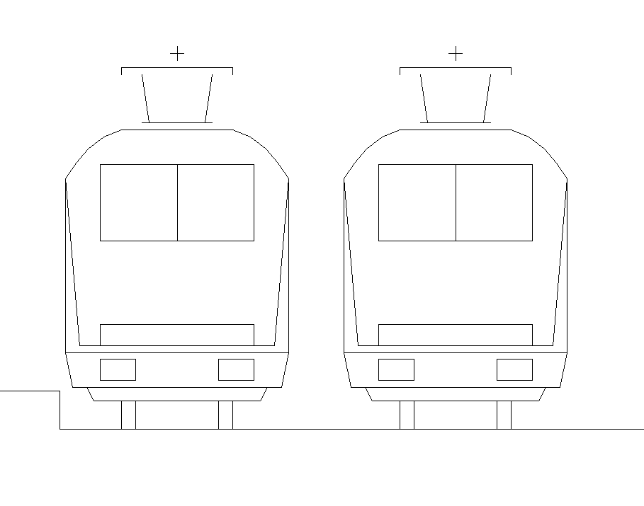 Train elevation 2d view layout dwg file