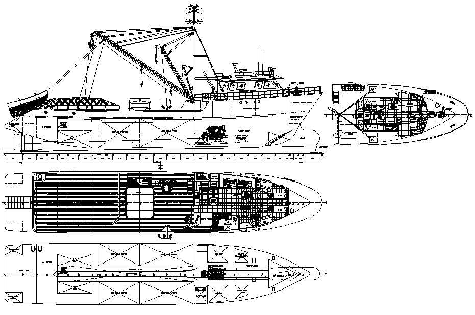 Transportation blocks of Ship yacht dwg file