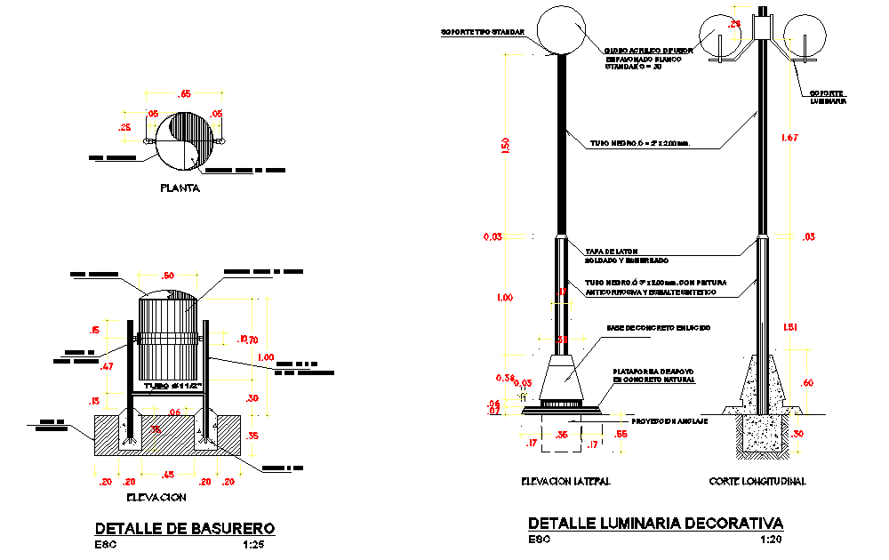 Trash and decorative luminaries detail layout file
