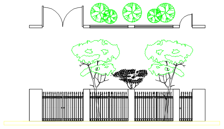 Tree detail and Door and window elevation detail dwg file
