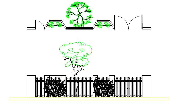 Tree elevation detail dwg file