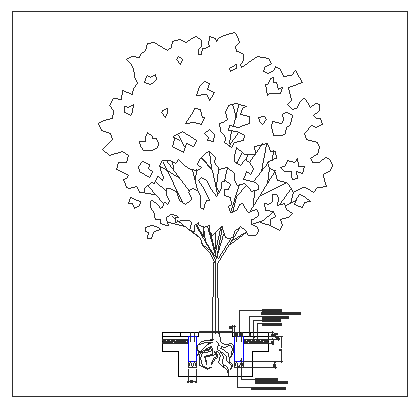 Tree planting details of house garden dwg file