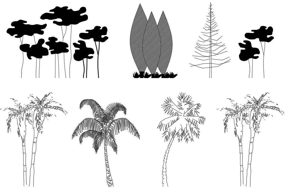 Tree Front Elevation Design CAD Blocks 