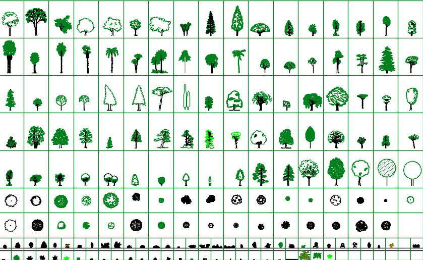 Trees 2d cad blocks
