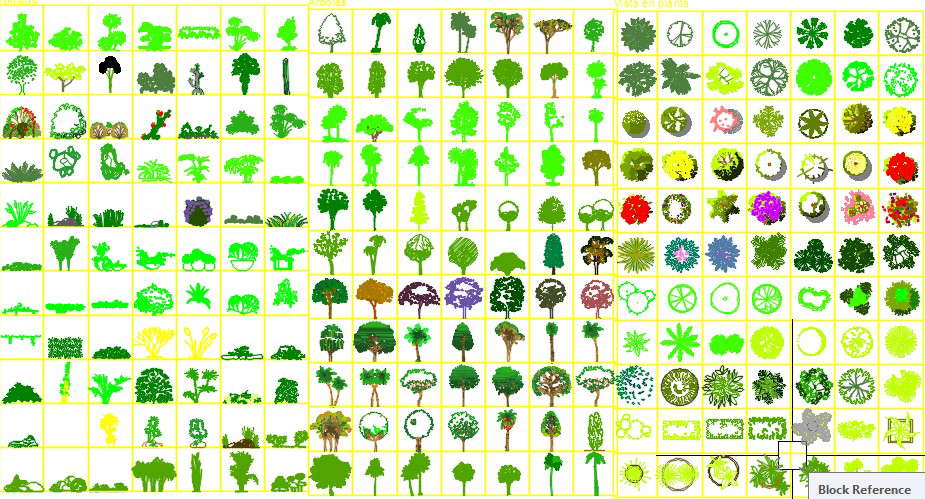 Trees and plants cad blocks