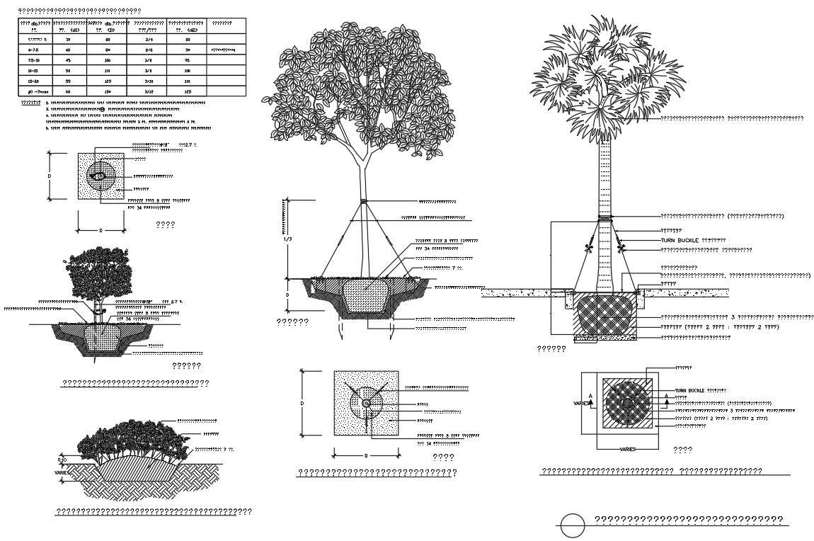 Trees details draw in autocad DWG file 