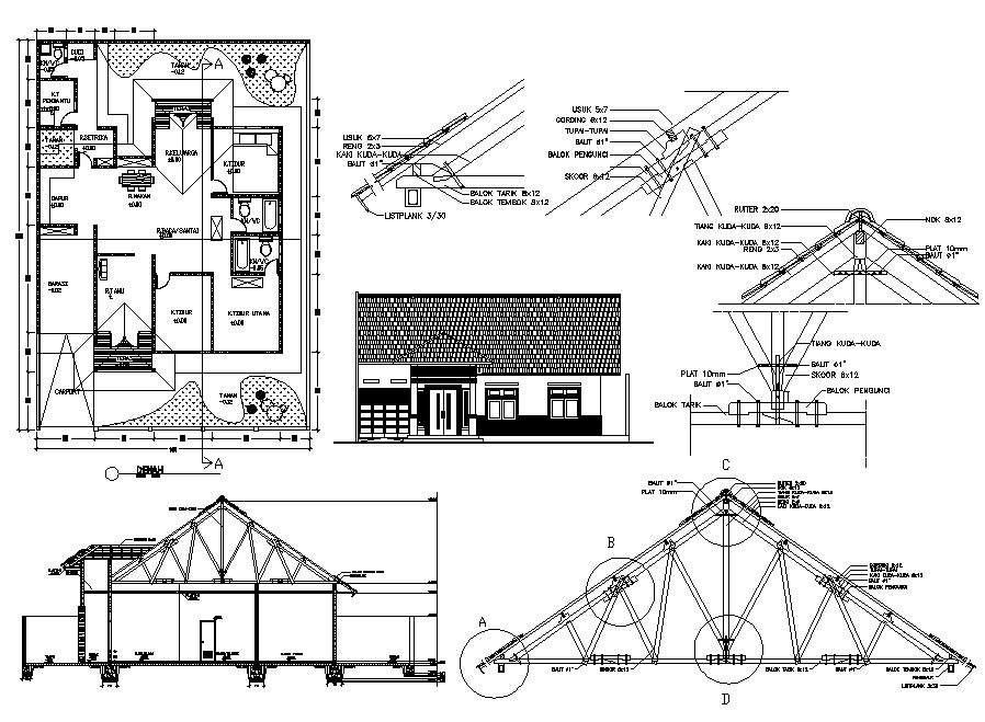 Truss Roof House AutoCAD File