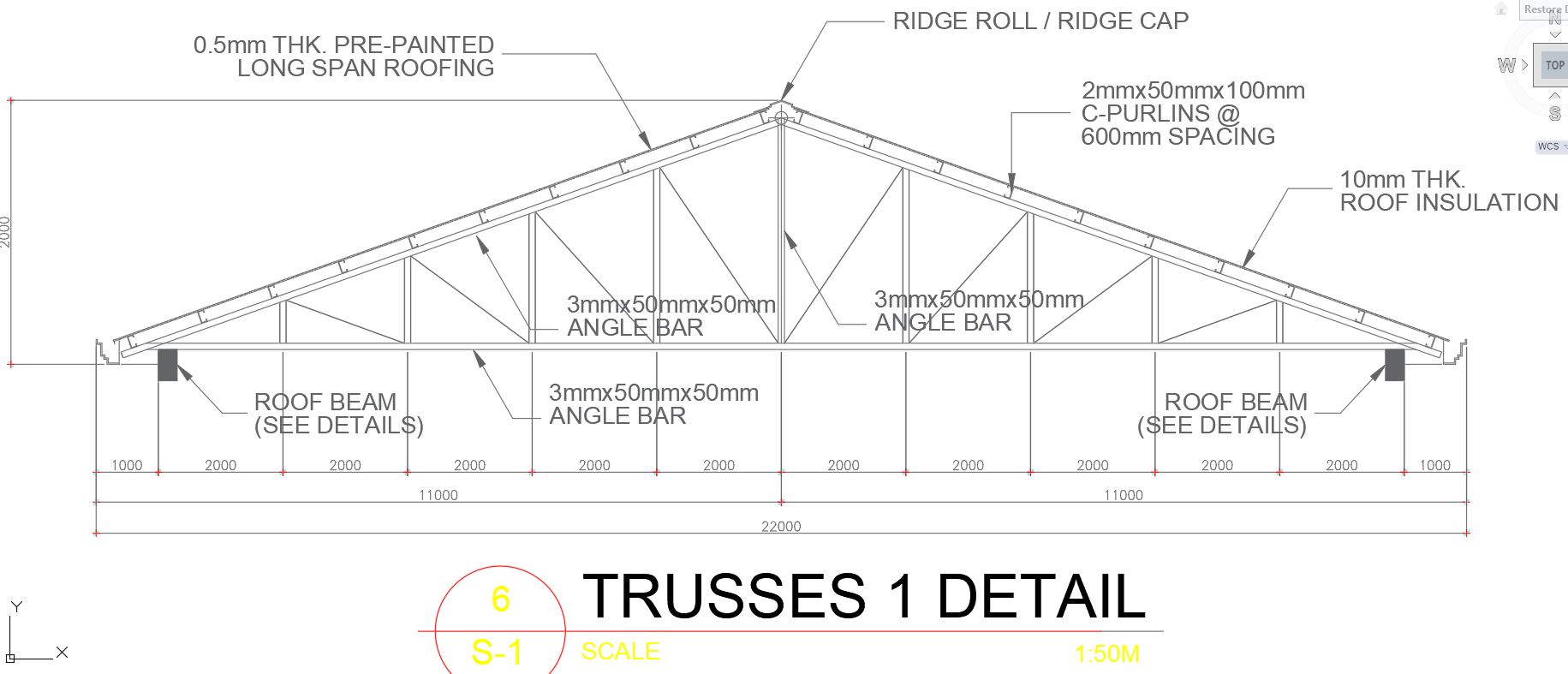 Truss Detailed Elevation DWG autocad Drawing.