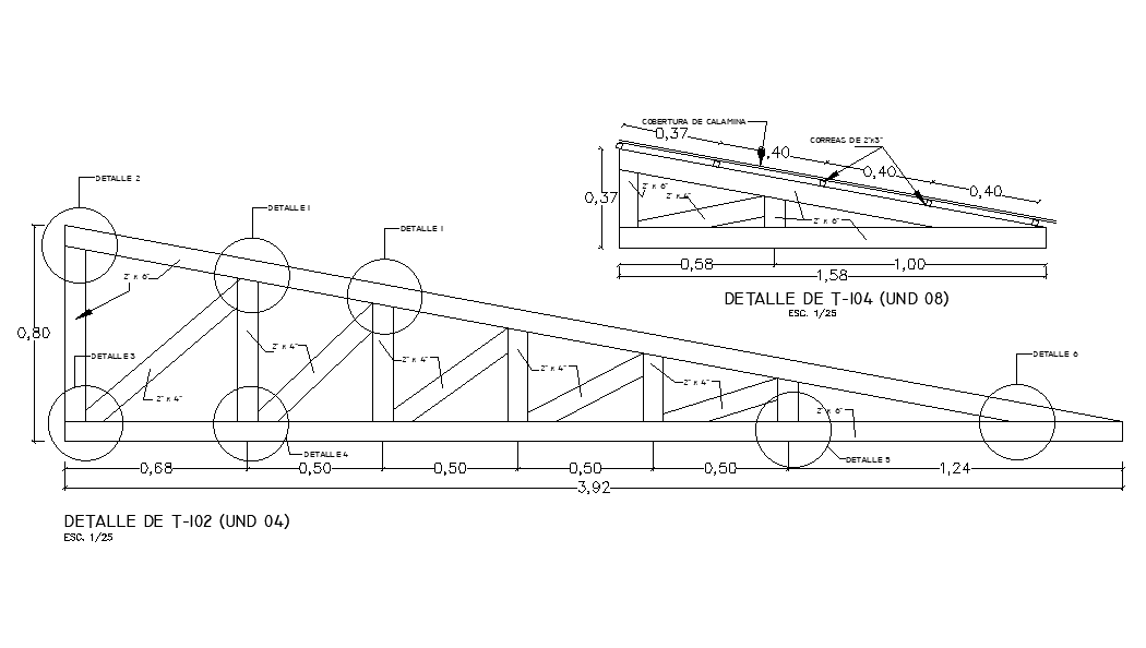Truss Span Roof Section Drawing Free Download DWG File