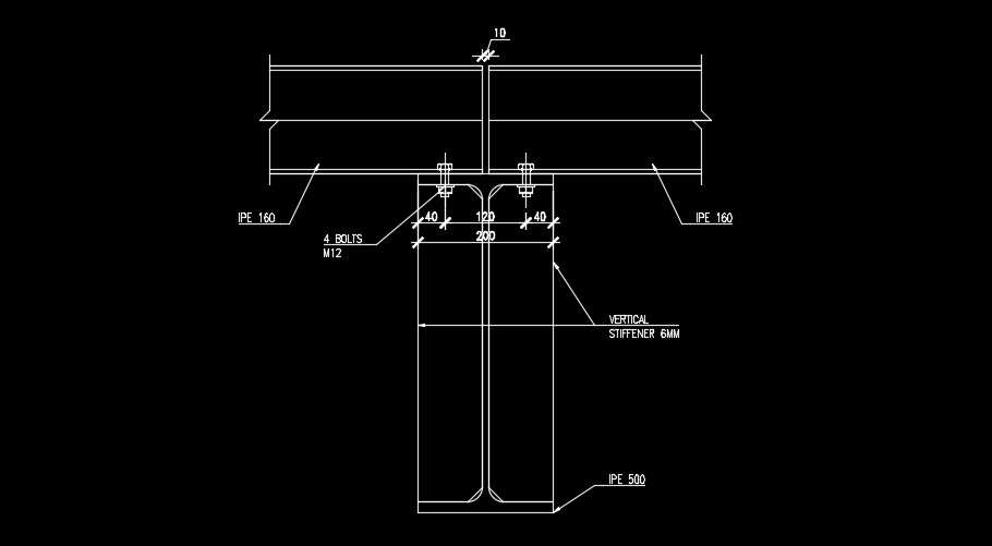 T shape column section detail drawing