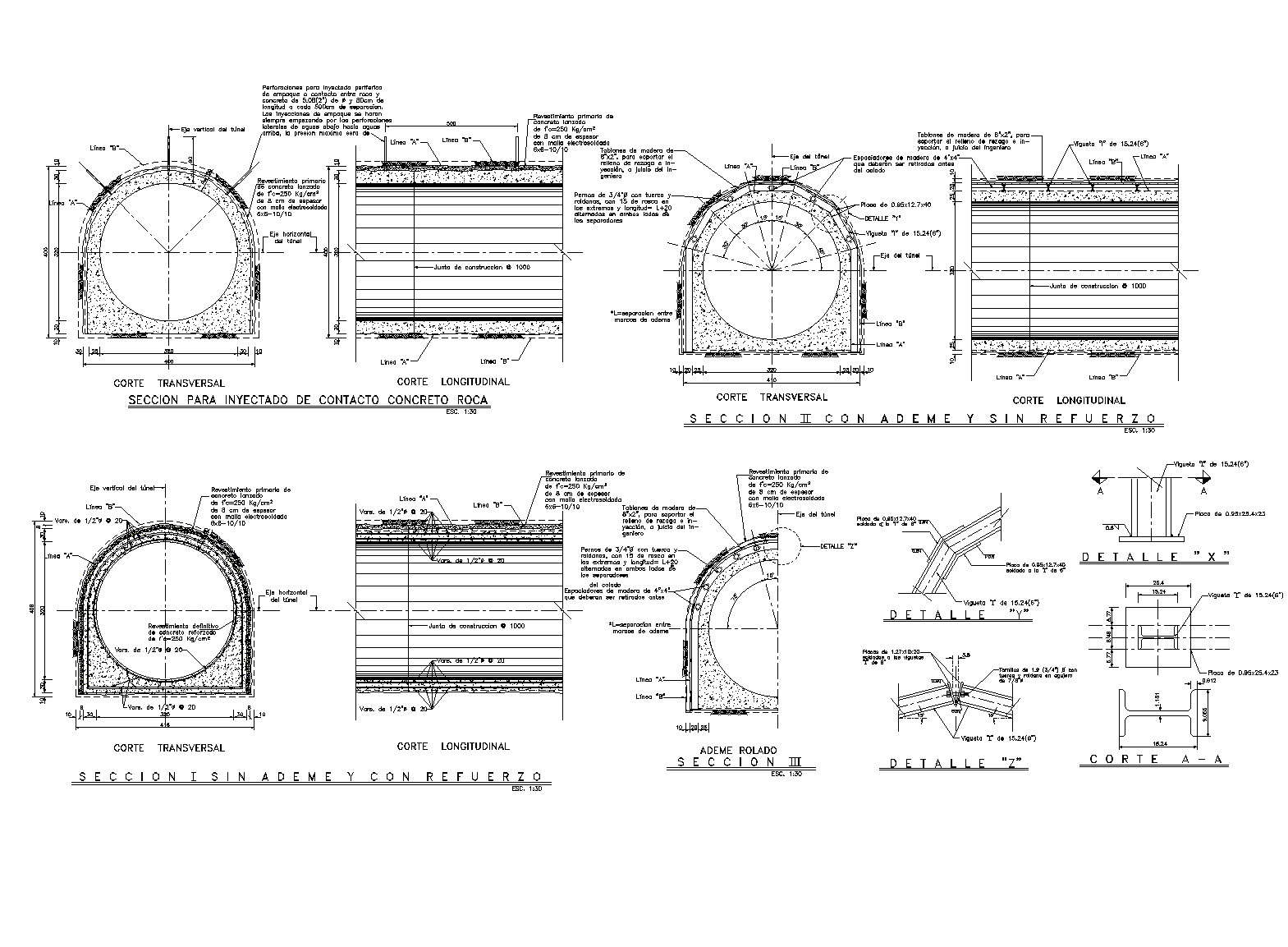 Tunnel section dwg autocad file