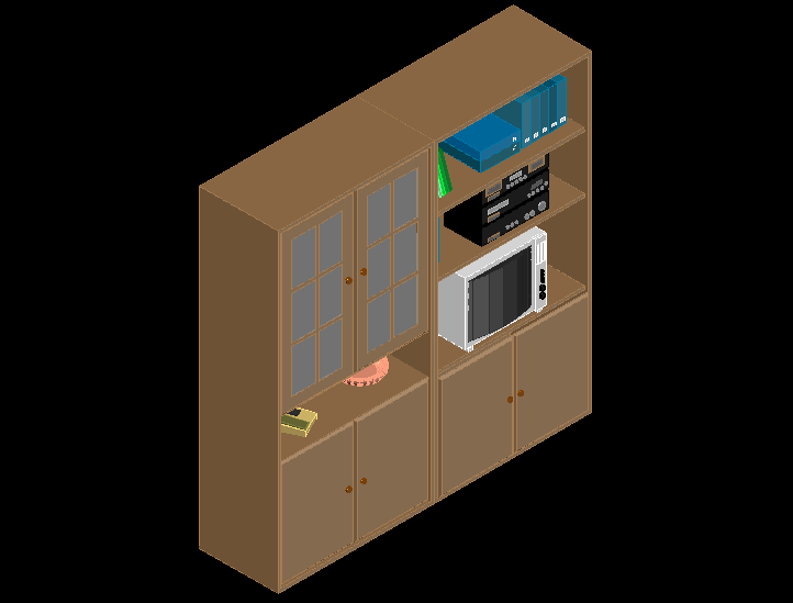TV Unit with Cabinets in AutoCAD DWG Drawing Format