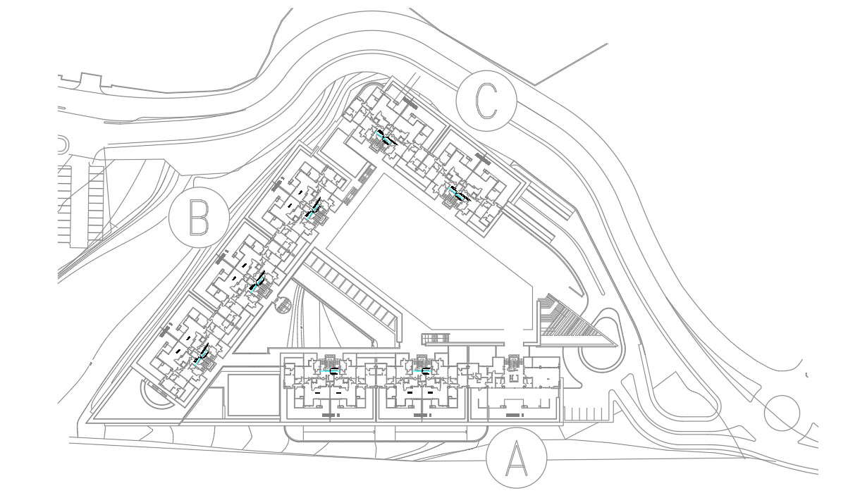 Twin House Plotting Plan Drawing DWG File