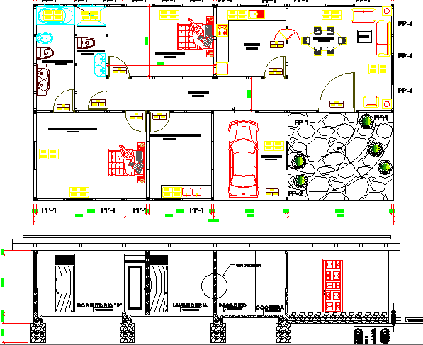 Two flooring house section and structure details dwg file