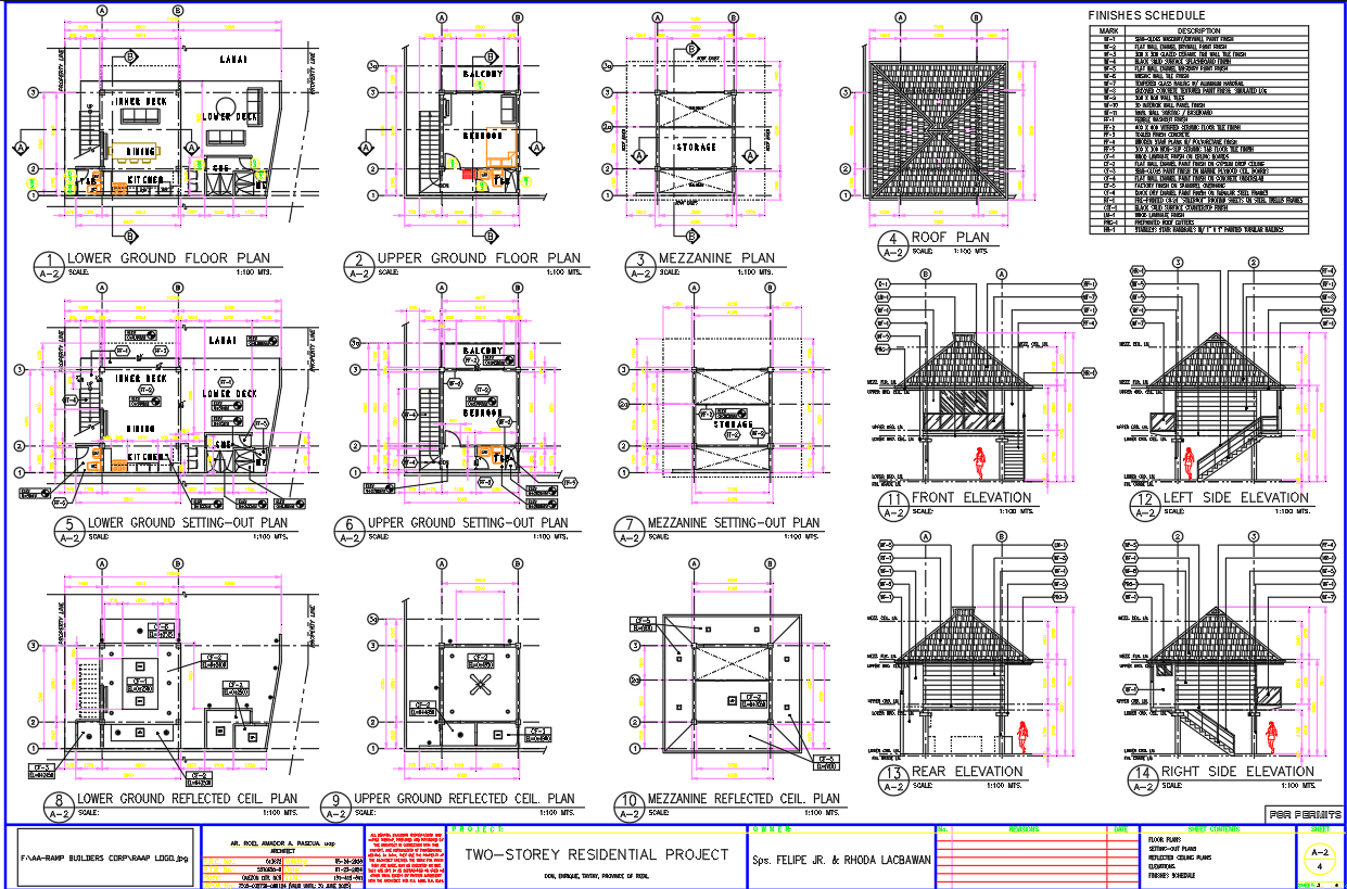 Two-Storey House Interior & Ceiling Design DWG file
