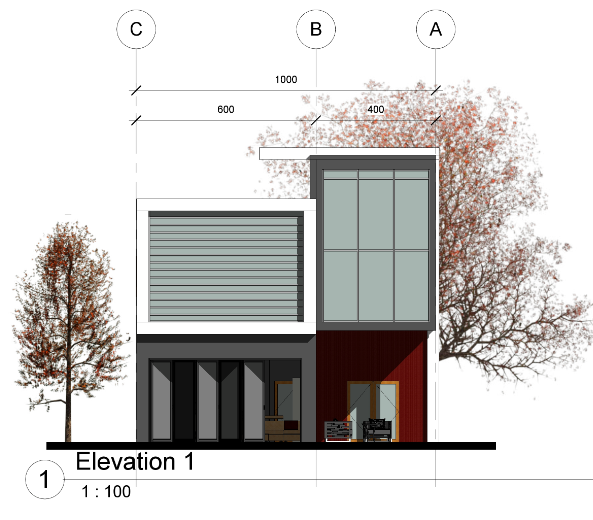 Type villa elevation detail dwg file