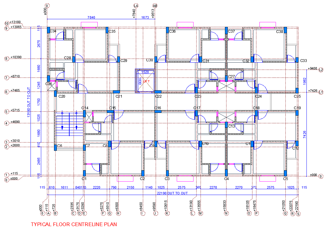 Typical Floor Center Line plan