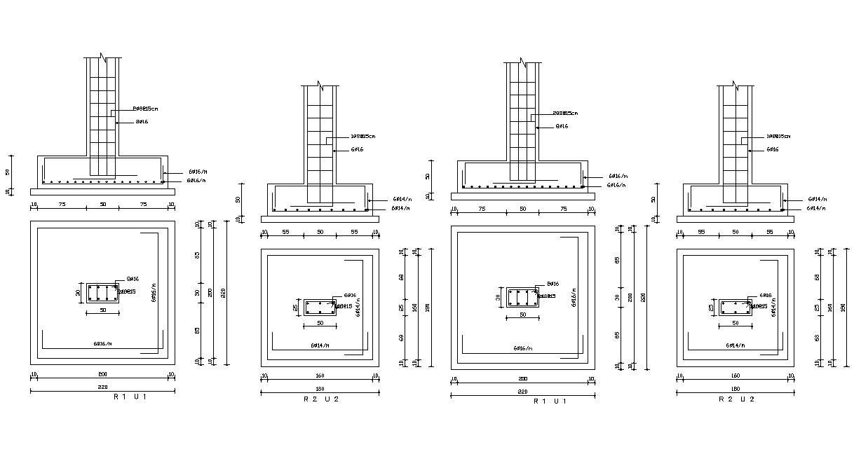 Typical Foundation Column Plan Free DWG File