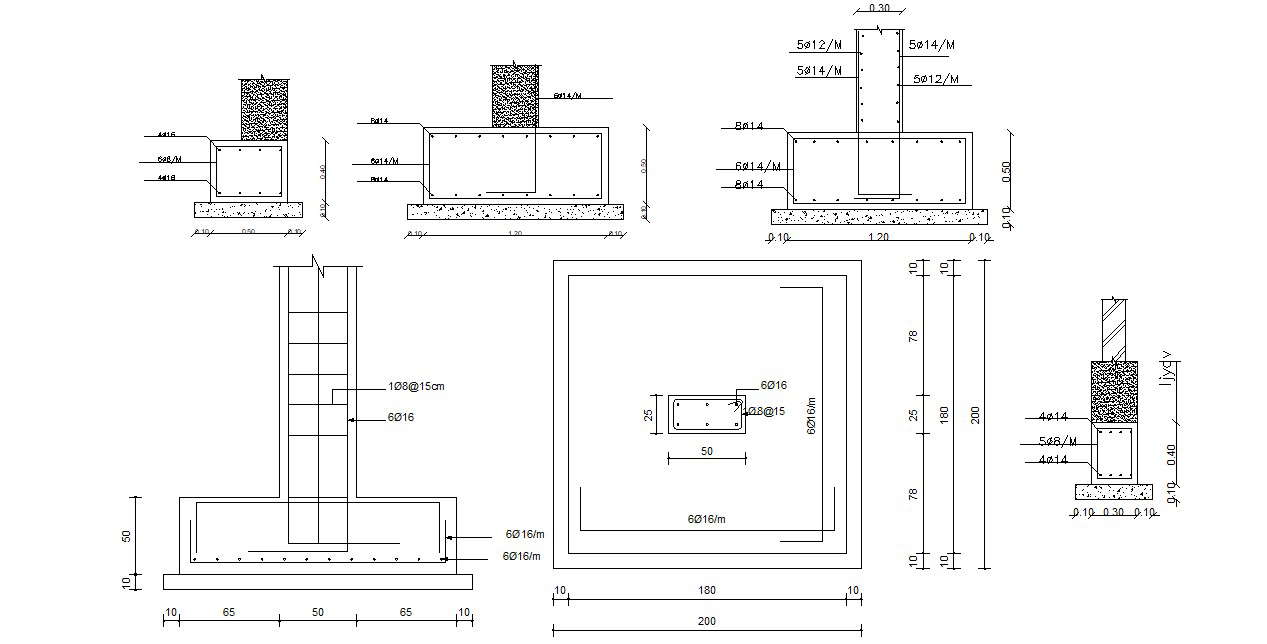 Typical RCC Foundation Column Drawing Free Download 