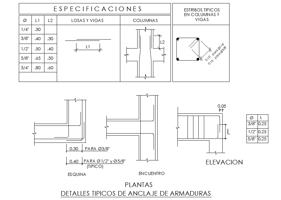 Typical details of anchoring dwg file