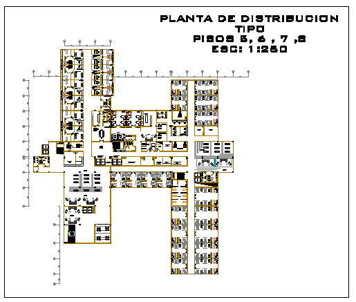 Typical layout of 5th to 8th floor design drawing