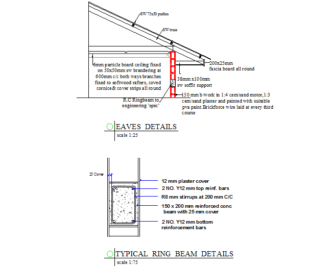 Typical ring beam and eaves detail dwg file