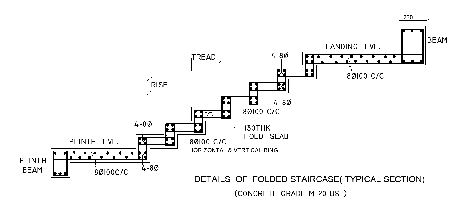 Typical Folded Staircase Structure DWG Details