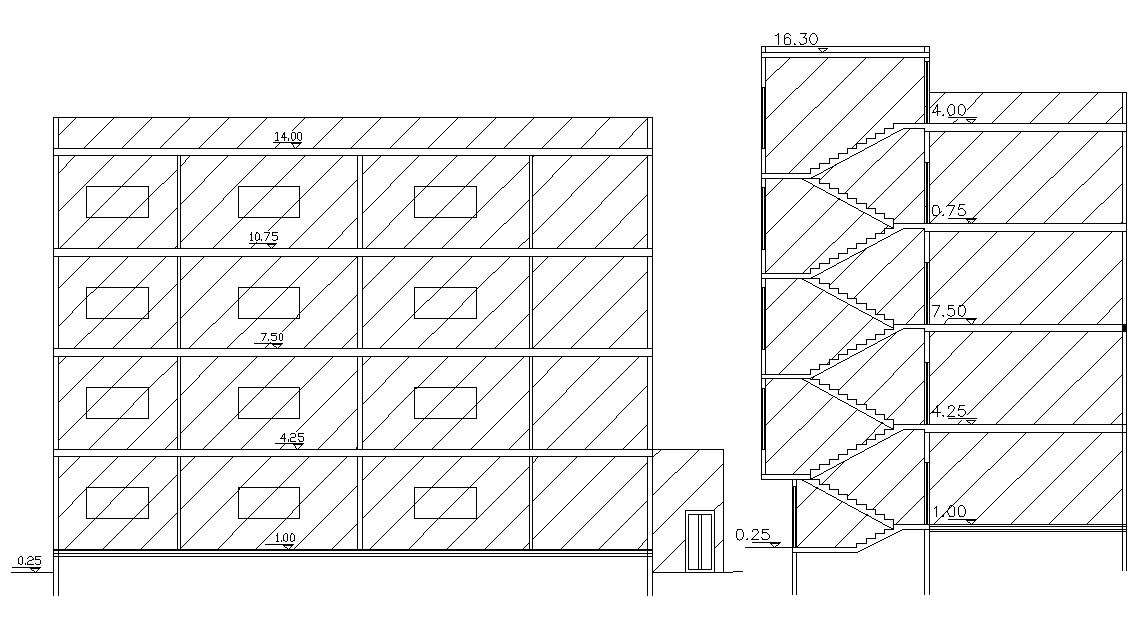 Typical Sections Of Apartment Building Design AutoCAD File 
