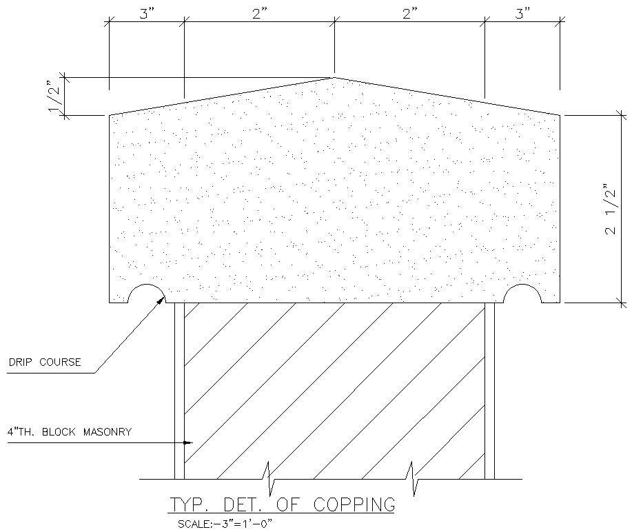Typical detail of copping in AutoCAD, dwg file