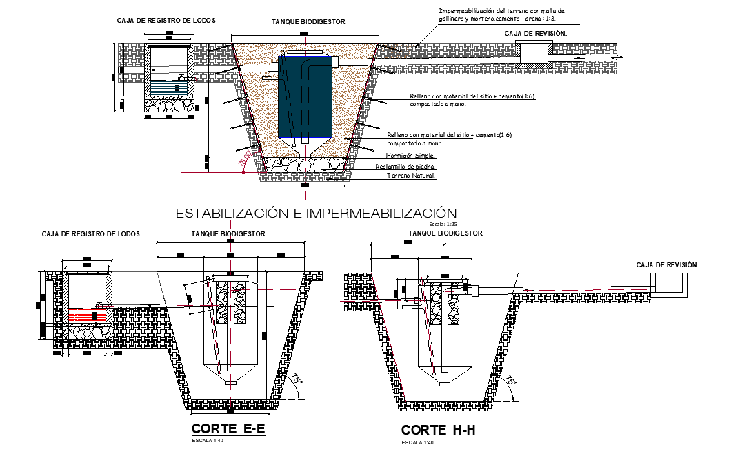 Underground tank plan and section autocad file