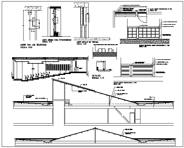 University plan detail view and structure detail dwg file