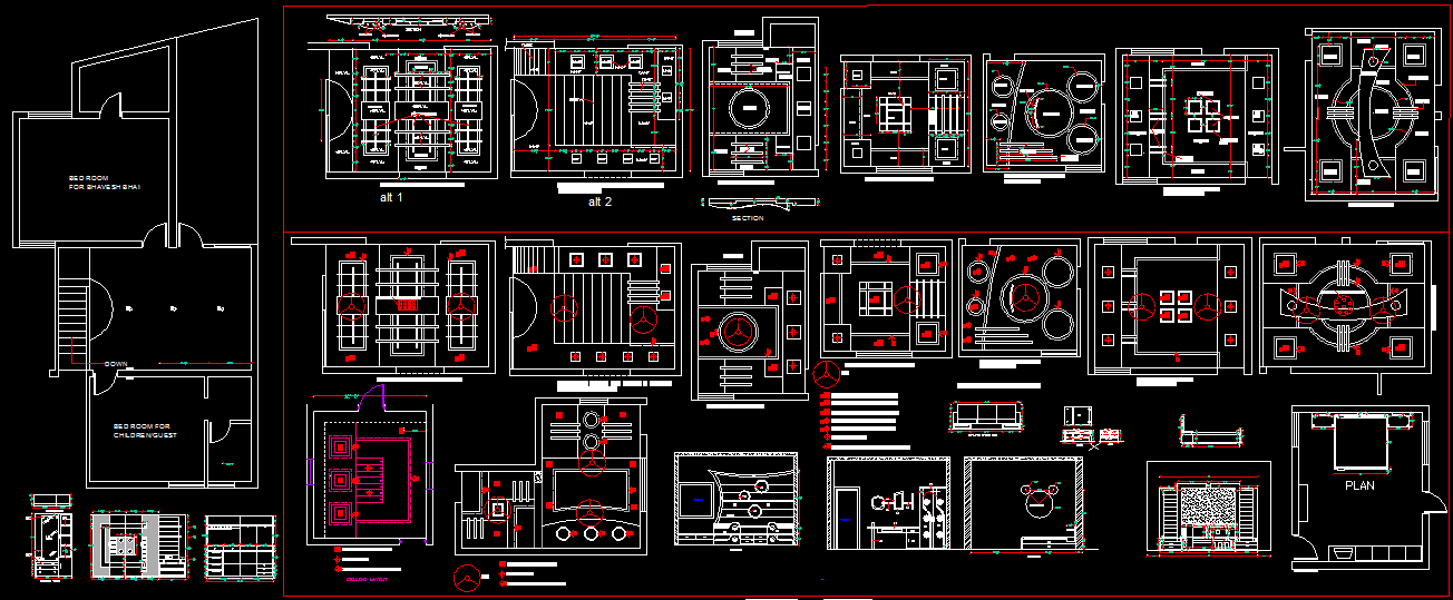 False Ceiling 2D Layout Drawing DWG File for Bedrooms