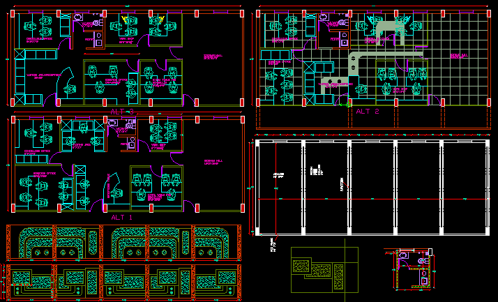 Company floor and ceiling layout design in CAD dwg file