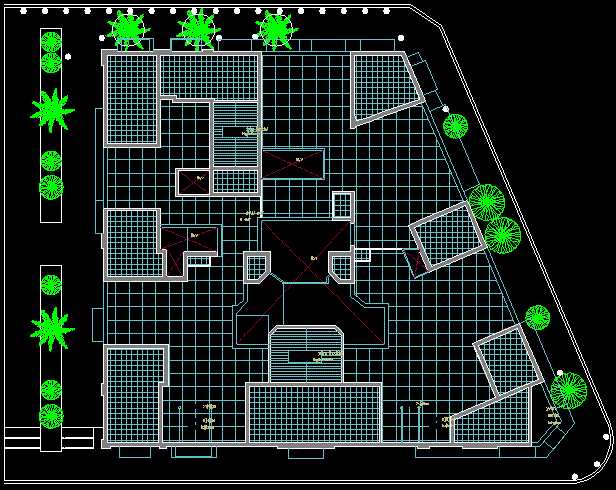 Bank Building Roof Layout Design in DWG Drawing File