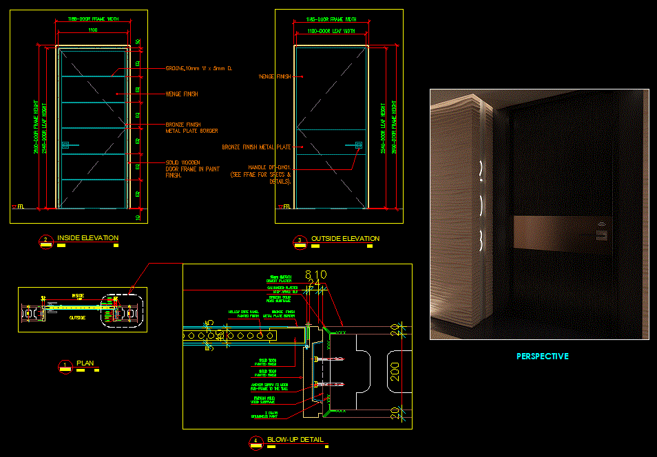 Download Main Door Design Plans in DWG Format