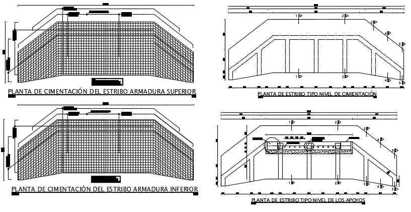 Upper and bottom abutment footing foundation plan detail dwg file