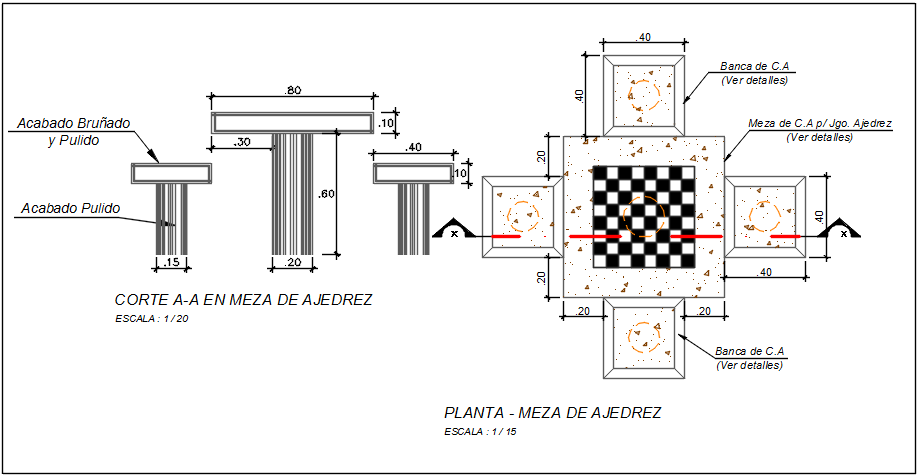 Upper view detail in the dimension and naming detail dwg file