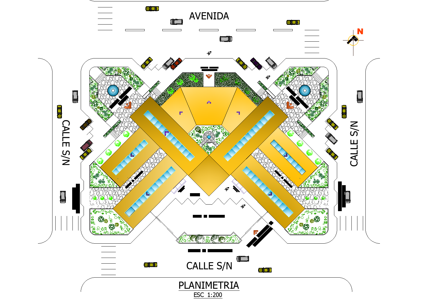 Urban market plan detail dwg file.