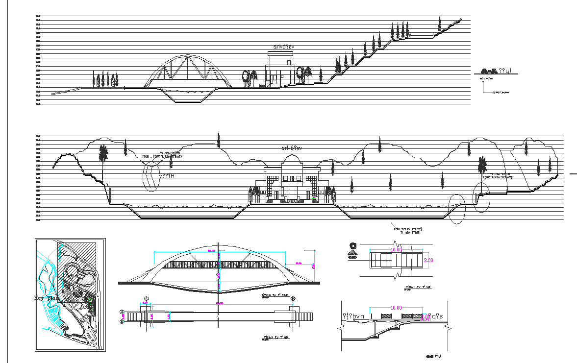 Urban park plan detail dwg file