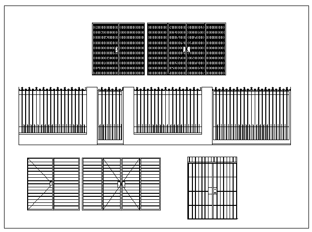 Various styles of wrought iron security gates design drawing