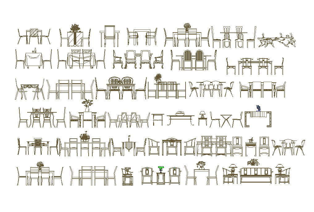 Various type chair and table cad blocks