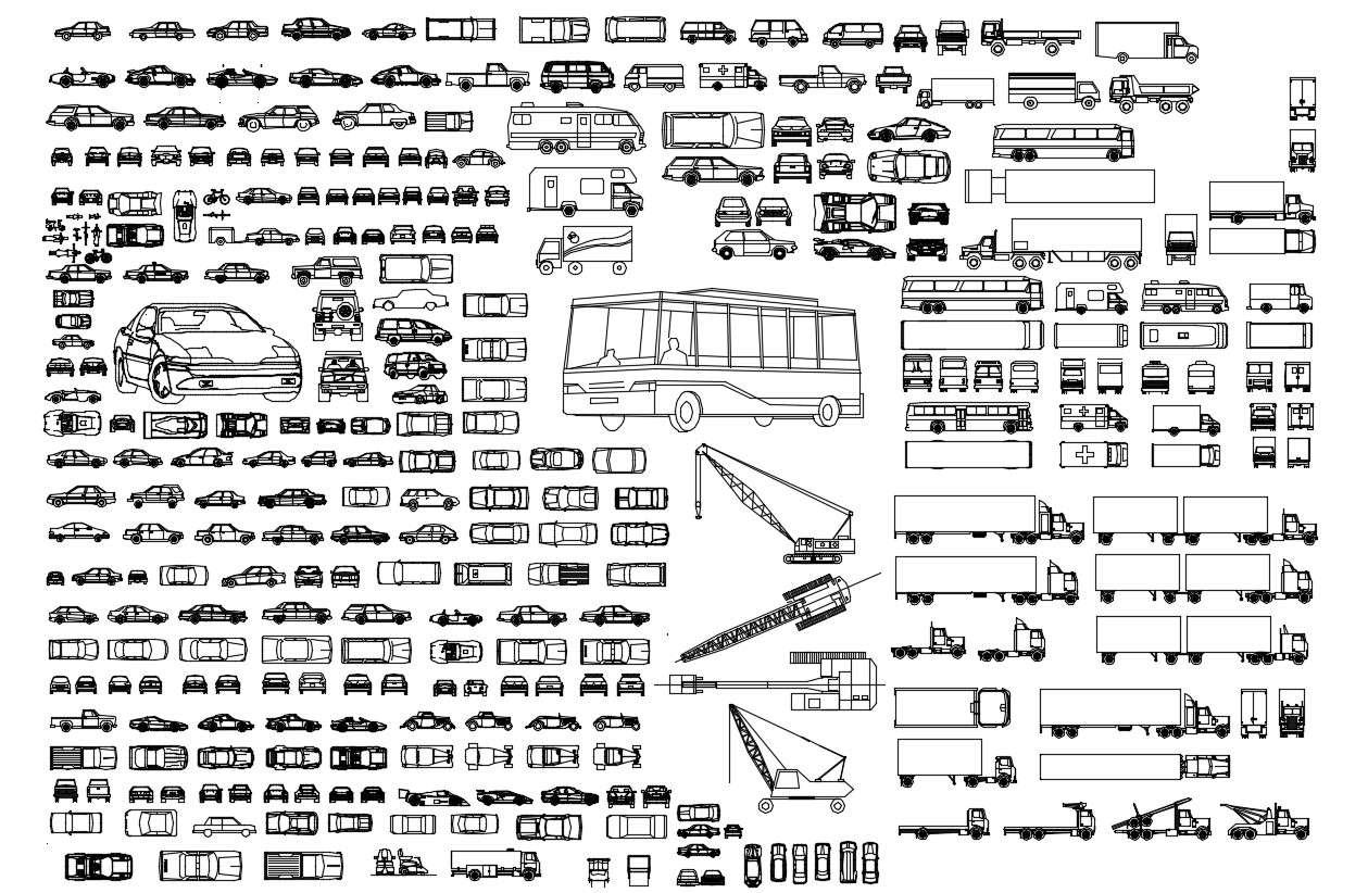 Different Types Of Vehicle AutoCAD Blocks CAD Drawing