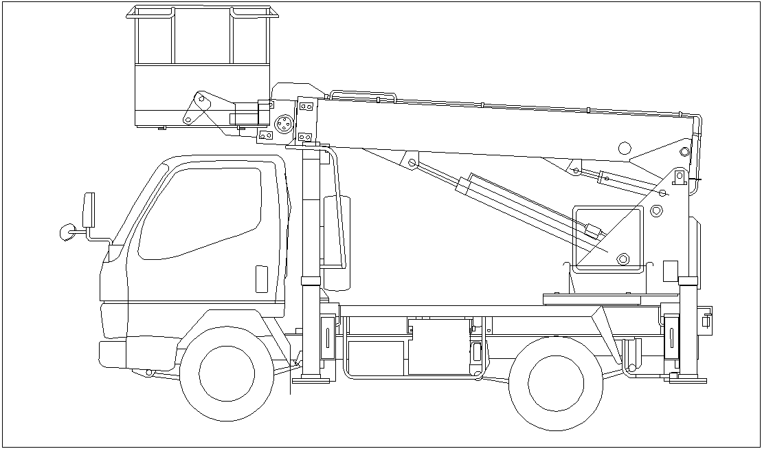 Vehicles cherry pickers single 3 block view dwg file
