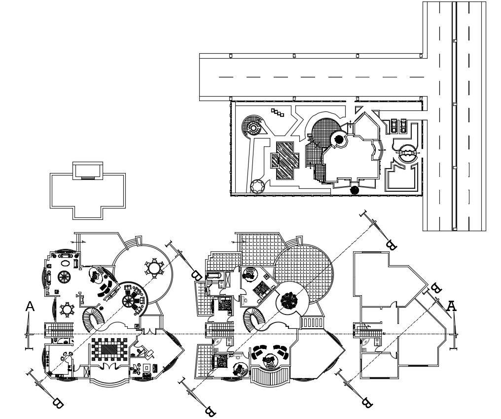 Villa House Design CAD Plan