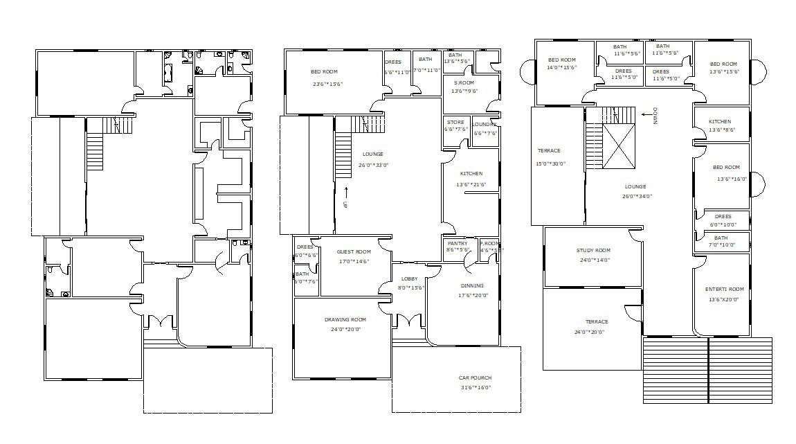 Villa House Plan AutoCAD Drawing