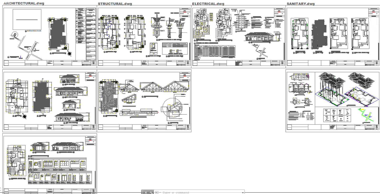 Villa architecture plan and constructions detail