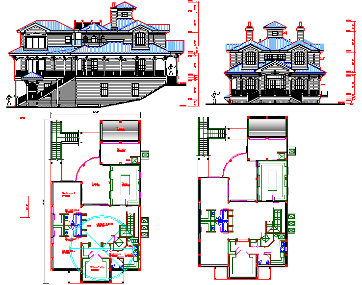 Villa architecture plan dwg file