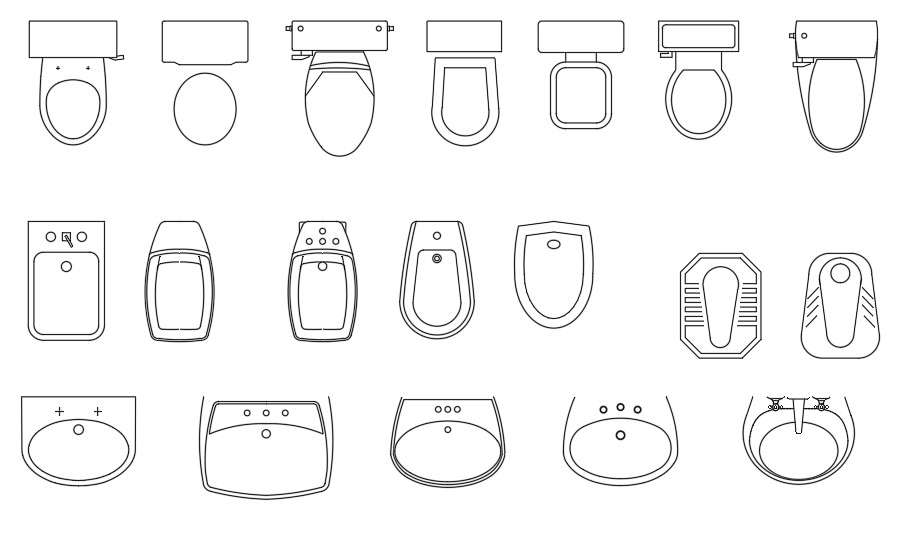 WC Toilet And Wash basin Free CAD Blocks Drawing DWG File
