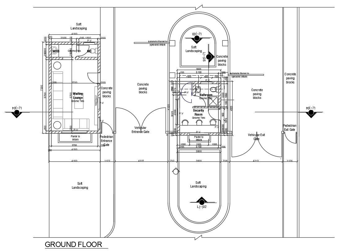 Waiting lounge And Security Room CAD Drawing