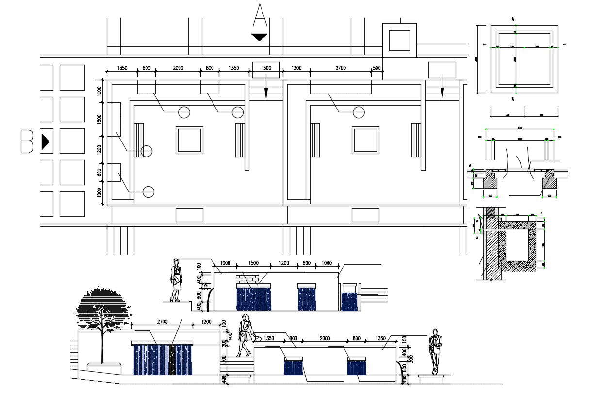 Wall Fountain AutoCAD Drawing